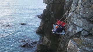 Gaia Adventures's Cliff Hanging Hotel on Welsh Coast - Guests Hang from Hammocks 200 Feet Up a Rock