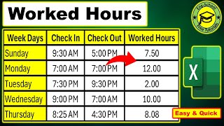 How to calculate worked Hours In Excel [Simple And Fast] | Calculate Worked Hours | Worked Hours