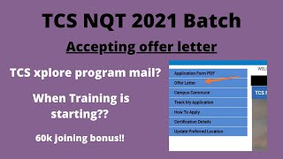 TCS Xplore program mail || TCS NQT  2021