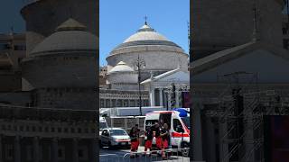 Piazza plebiscito getting ready for a big event #visitnaples #walksinitaly #travel #walkingtour