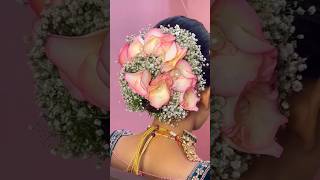 Flower bun for bridal #shorts #shortfeed #youtubeshorts #shortviral #bridaleyemakeup #flowers