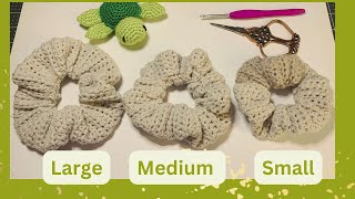 How To Crochet Beginner Small, Medium, and Large Easy Scrunchie