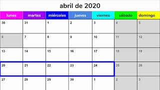 Calendario 20-24 abril