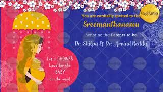 Happy Pink Blue Baby Shower Invitation - Sreemanthanamu - Video Ecard Online Digital