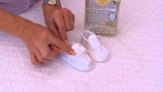 Boys Christening Shoes White Satin CrossInfant Booties