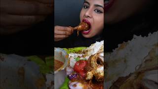 ASMR eating dragon chicken masala, liver curry, whole chicken poori, rice muckbang