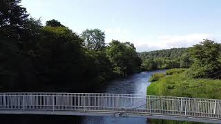 Drone flying over the river don aberdeenshire Scotland - mavic mini