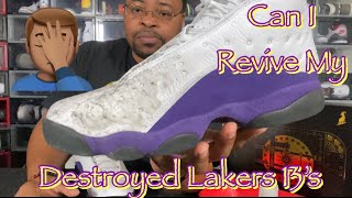 #sneakercleaningsunday #goatshoecare Destroyed my Lakers 13's and then this happened......