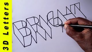 Pencil 3D Lettering Writing in English Bright Design Fonts - Drawing Sheet