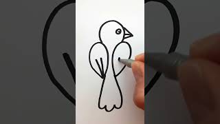 How to Draw a Bird Easy | 🐦 Simple Drawing Tutorial #shorts, #draw, #easy