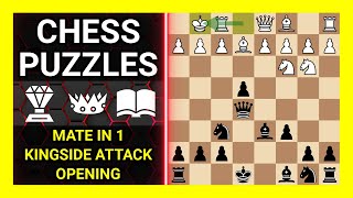 Chess Puzzles to Practice. Themes: Mate in 1, Kingside attack, Opening. Learn Chess