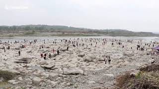 River In Southern China Dries Up And Revealing Strange Rock Formations