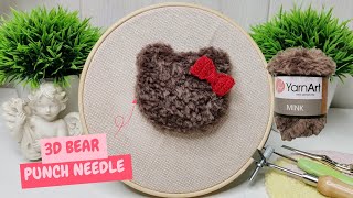 Tutorial! 3D Bear🐻!  Punch Needle! Tafting! Viktoria Knits 🧶