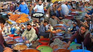 Breakfast street food in Marko bazaar Afghanistan | Subha ka nashta | Channa chat | Rush Food street