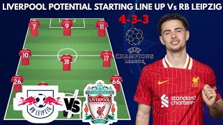 🚨 Liverpool Potential Starting line up vs Rb Leipzig 🔥 Uefa champions league 2024/2025 Mw 03