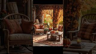 Cozy Lakeside Porch in Autumn Scenery 🍂🏞️✨ #cozyautumnambience #relax #autumn #cozy