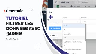 Comment filtrer les données avec @user dans TimeTonic