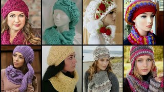 Extremely Beautiful 😍 Crochet & knitted lady's caps & neck warmer / neck cowl designs UK - US trend