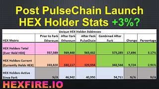 Post PulseChain Launch HEX Holder Stats +3%