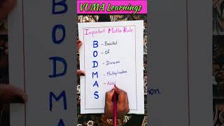 Important Maths Rule | #bodmas #shortvideo #youtubeshorts #ytshort #explore #maths #vumalearnings