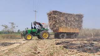 Heavy  Sugarcane loaded trolley 💪 John Deere 5310