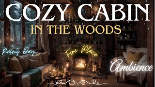 ☕️ Cozy Cabin in the Woods during a Rainy Night 🌲I 1h Ambience. Rain and Fire crackling.