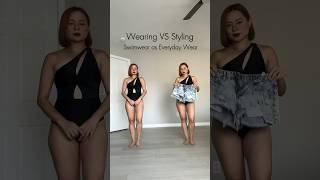 Wearing VS Styling - One Shoulder One Piece Swimsuit 🖤 #shorts