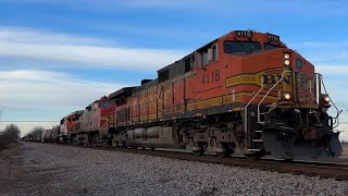 BNSF 4118 H2 Dash 9, Fakebonnet Dash 9, & GP25 w/ DPU Leads Manifest