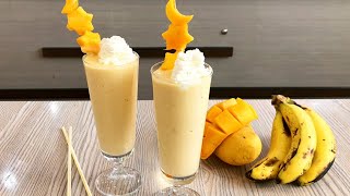 1 Minute Mango Banana Smoothie | Creamy Mango Milkshake Smoothie Recipe | Summer Special Drinks