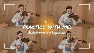 Real Time Practice With Me! Bach, Prokofiev, Paganini 一緒に練習しよう！バッハ、プロコフィエフ、パガニーニ 作業用