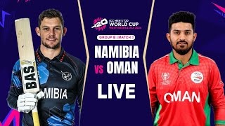 OMAN VS NAMABIA ICC T20 WORLD CUP 2024 LIVE MATCH SCORES AND COMMENTARY