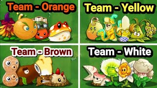 PvZ2 Battlez | 4 Team Orange x Yellow x Brown x White Battlez - Who Will Win? - Team Plant Vs Plant