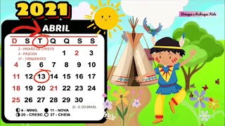 Calendário Dia 13 de Abril para aulas remotas - Dia do Índio (Educação Infantil)