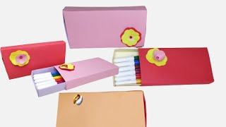 How to make a Paper Pencil Box | DIY Paper Pencil Box idea | Origami Tutorial | Pencil Box Craft