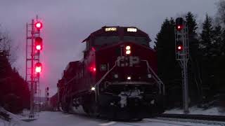 CPKC trains passing through Marathon, Ontario, Canada ~ January 24, 2024