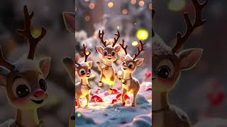 Adorable Reindeer Playing in the Snowy Christmas Magic