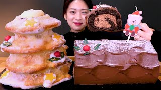 🎅Starbucks Cake😍크리스마스엔 케이크지✨스타벅스 디저트 먹방❤[Choux Cream Baumkuchen, Chocolate Buche de Noel] Mukbang