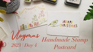 Vlogmas 2023: Day 4 | Handmade Stamp Postcard