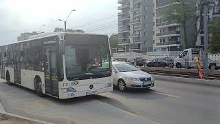 Autobuzul Mercedes Benz Citaro Euro 4 #4737 pe linia 385 parasind statia Brasov