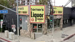 Terner's Liquor on Sunset Blvd West Hollywood - Drone footage b-roll