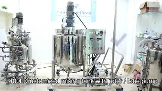 400L Mixing machine with jacket heating and lobe pump