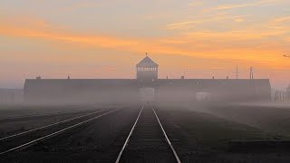 Auschwitz II Birkenau in the Fog-Drone Footage of German Nazi Concentration Camp 4K