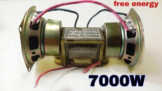 How to  Make 7000W Free Electric Generator With Speaker Tools Use Transformers