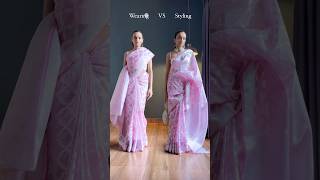 Wearing VS Styling A Organza Saree 🌸❤️ #styling #sareedraping