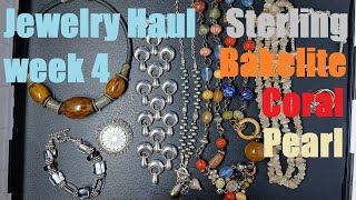 Jewelry Haul | Sterling Red Coral Pearl Bakelite | WEEK 4