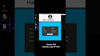 GUI SignUp, Login, Profile Connect With #database #sqlite3 #tkintergui #shorts