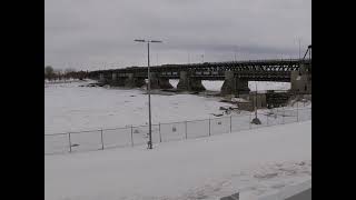 FROZEN BOAT LOCKS AT LOCKPORT DAM, MANITOBA