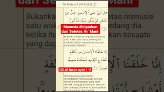 Manusia diciptakan dari Air Mani.Qs. Al Insan 1-2