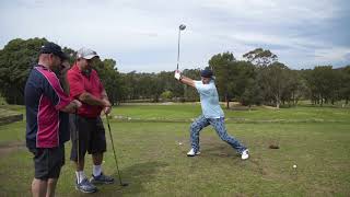 Tahir stretching in golf