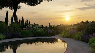 Elliptical Water Feature in the Rolling Hills of Tuscany